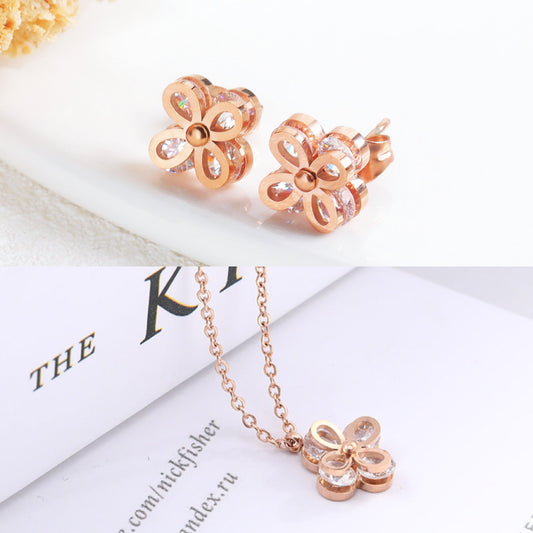 Stainless Steel Zircon Flower