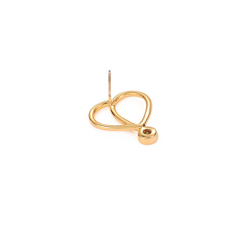 Hollow heart zircon earring #79