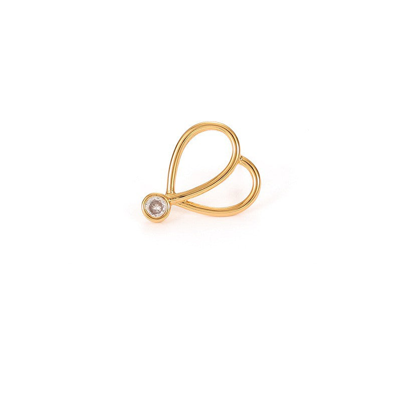 Hollow heart zircon earring #79