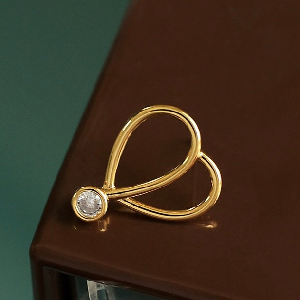 Hollow heart zircon earring #79