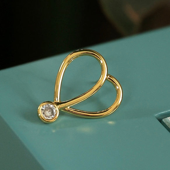 Hollow heart zircon earring #79
